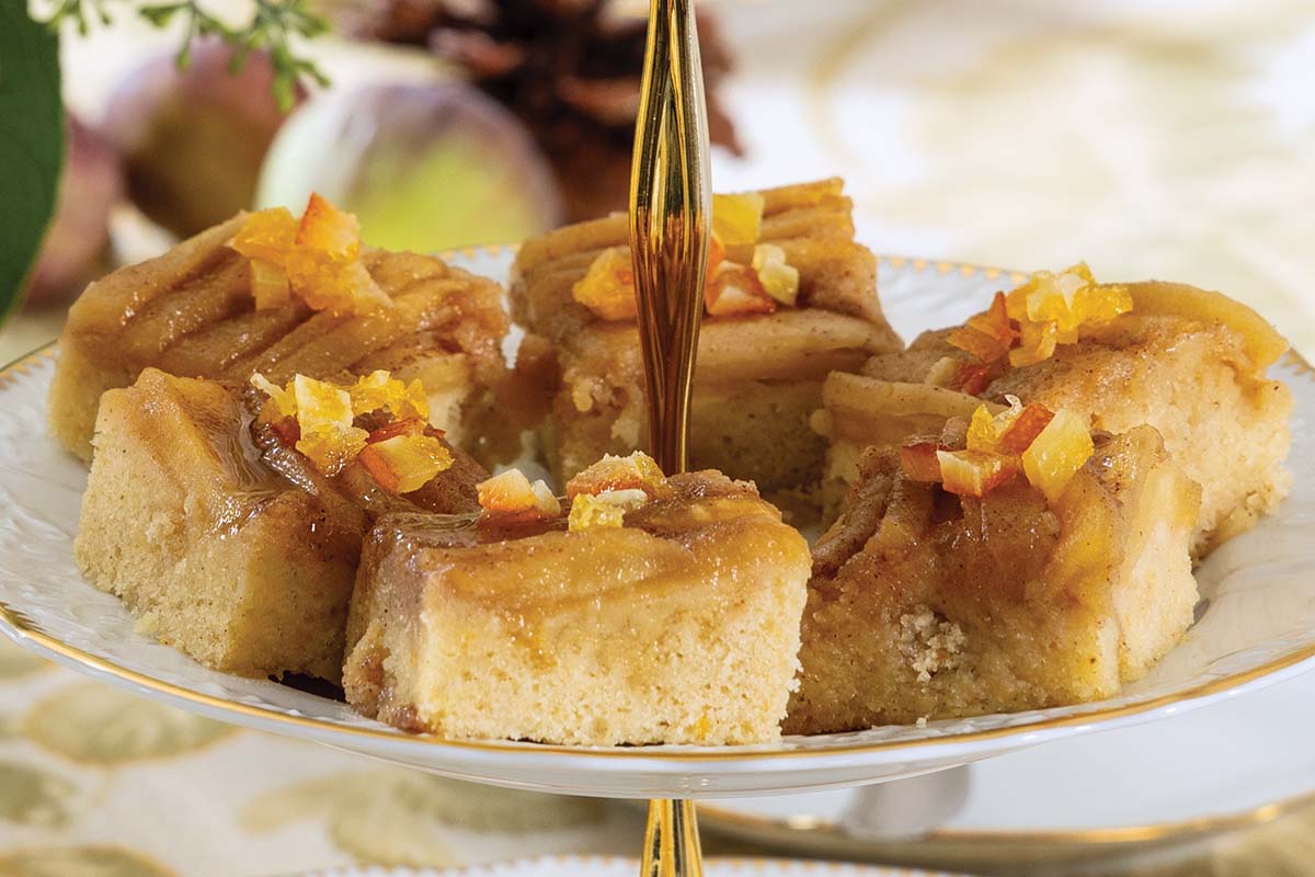 Decadent Spiced Apple Upside Down Cake with Bourbon Caramel Glaze